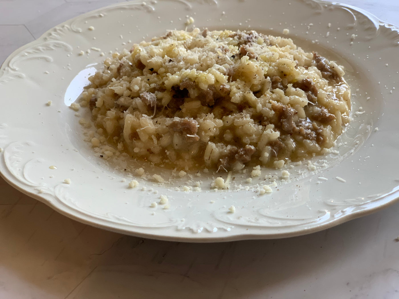 Risotto de salchicha fresca